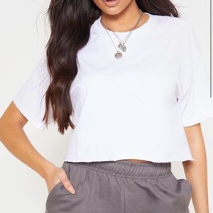 NWT White Ultimate Oversized Crop T Shirt